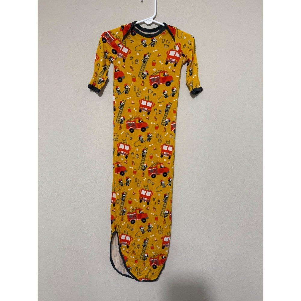 Little Sleepies OG Firetruck Pups Knotted Gown Newborn Bamboo Firefighter‎ Baby
